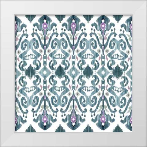 Purple Teal Pattern White Modern Wood Framed Art Print by ND Art