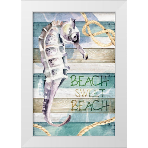 Sweet Beach White Modern Wood Framed Art Print by ND Art