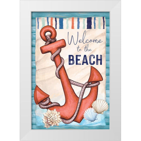 Welcome White Modern Wood Framed Art Print by ND Art