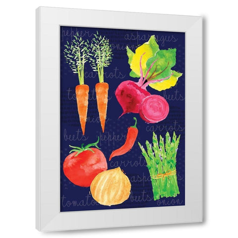 Kitchen Veggies I White Modern Wood Framed Art Print by ND Art
