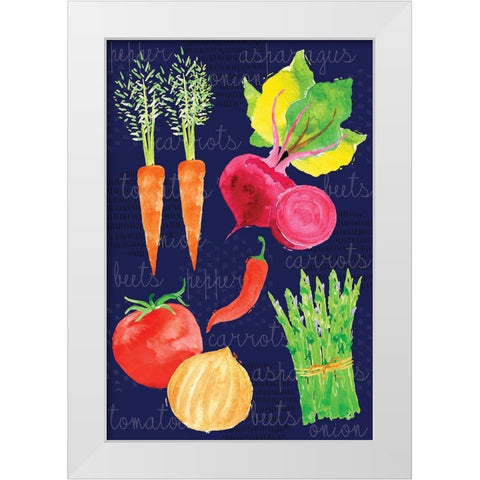 Kitchen Veggies I White Modern Wood Framed Art Print by ND Art