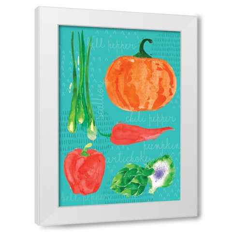 Kitchen Veggies II White Modern Wood Framed Art Print by ND Art