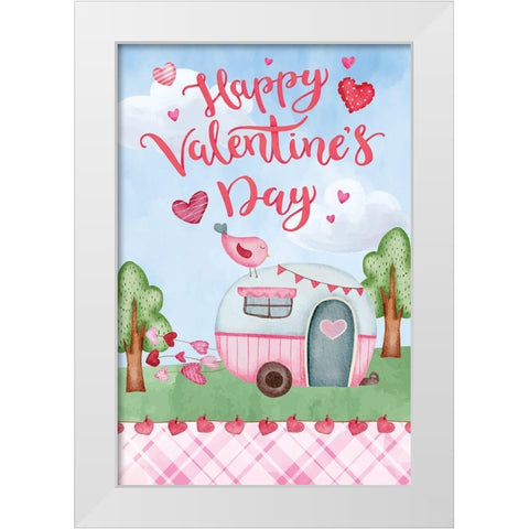 Happy Valentines Day White Modern Wood Framed Art Print by ND Art