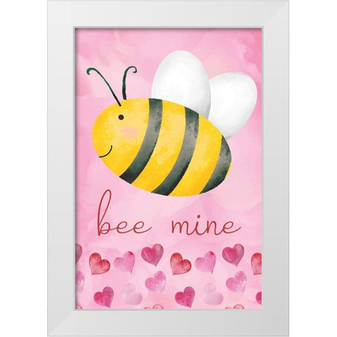 Bee Mine White Modern Wood Framed Art Print by ND Art