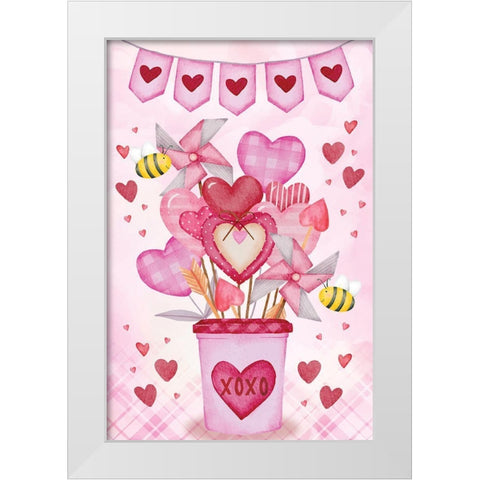 Bee My Valentines White Modern Wood Framed Art Print by ND Art