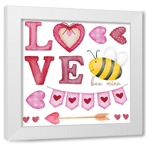 Love White Modern Wood Framed Art Print by ND Art