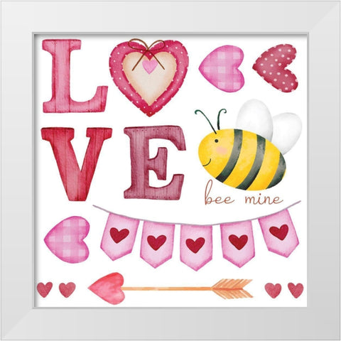 Love White Modern Wood Framed Art Print by ND Art