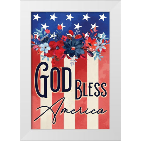 God Bless America White Modern Wood Framed Art Print by ND Art