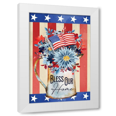 Bless Our Home White Modern Wood Framed Art Print by ND Art