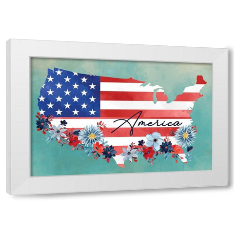 America White Modern Wood Framed Art Print by ND Art
