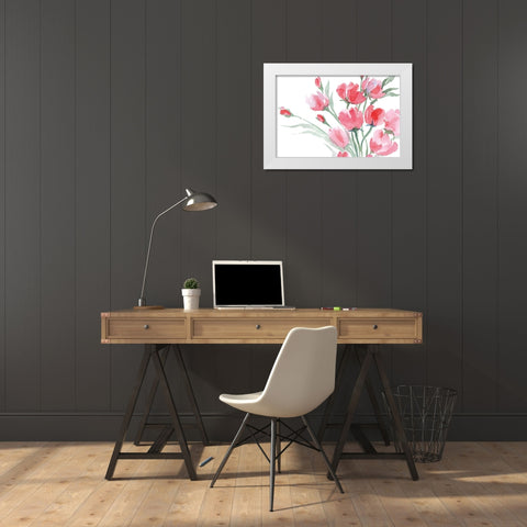 Blush II White Modern Wood Framed Art Print by ND Art