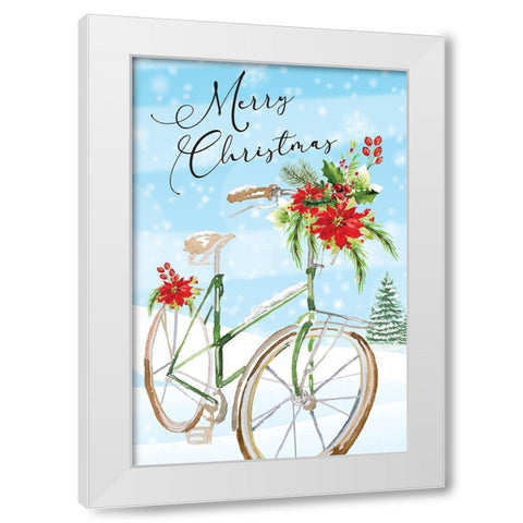 Merry Christmas White Modern Wood Framed Art Print by ND Art