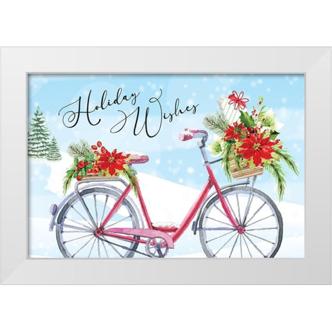 Holiday Wishes White Modern Wood Framed Art Print by ND Art