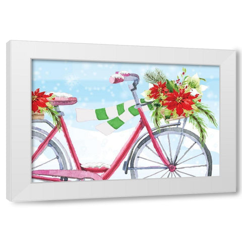 Christmas Bike White Modern Wood Framed Art Print by ND Art
