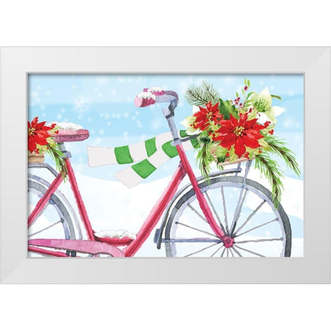 Christmas Bike White Modern Wood Framed Art Print by ND Art
