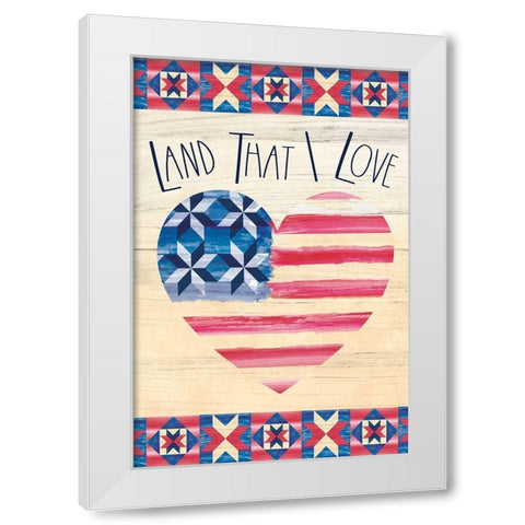 Heart of America White Modern Wood Framed Art Print by ND Art