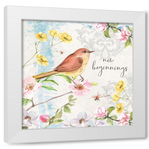 New Beginnings White Modern Wood Framed Art Print by ND Art