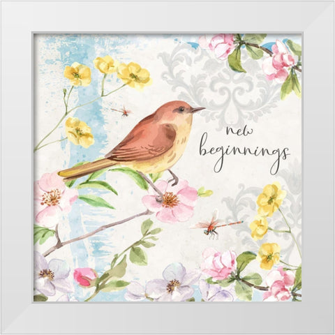 New Beginnings White Modern Wood Framed Art Print by ND Art