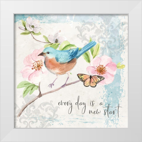 New Start White Modern Wood Framed Art Print by ND Art