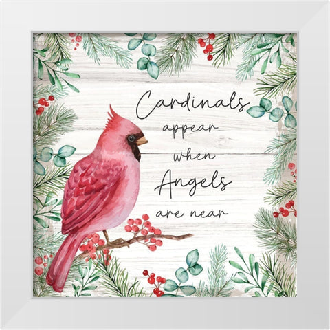 Cardinals Appear White Modern Wood Framed Art Print by ND Art