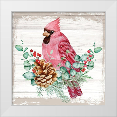 Cardinal White Modern Wood Framed Art Print by ND Art