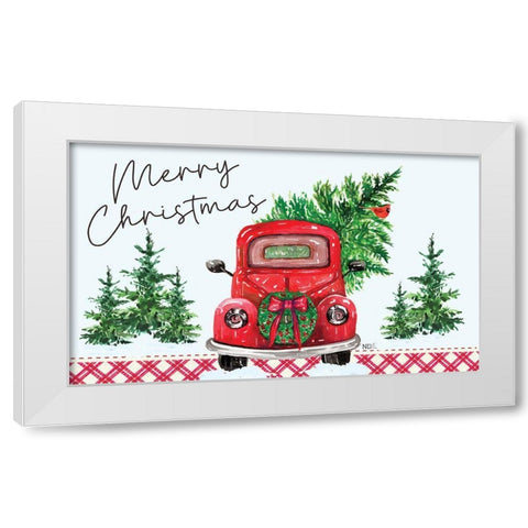Merry Christmas White Modern Wood Framed Art Print by ND Art