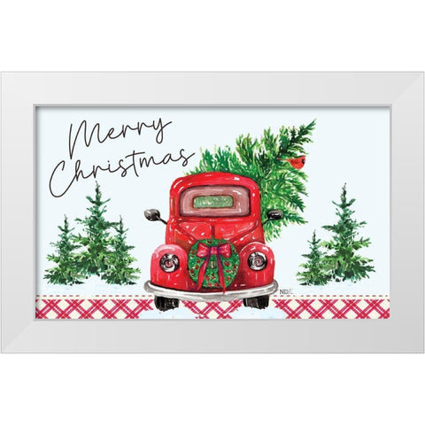 Merry Christmas White Modern Wood Framed Art Print by ND Art