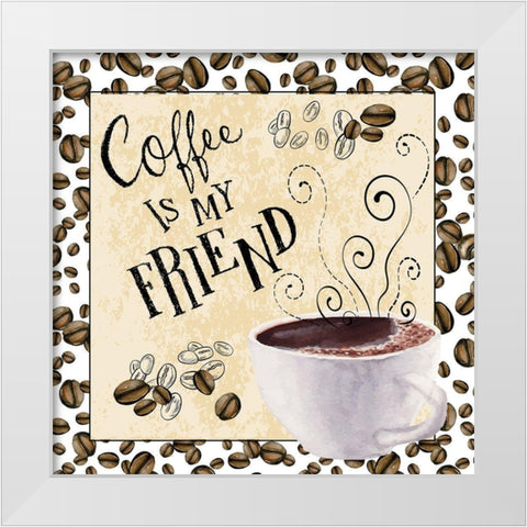 Best Friend White Modern Wood Framed Art Print by ND Art