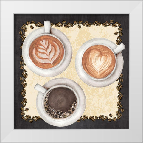 3 Cups White Modern Wood Framed Art Print by ND Art