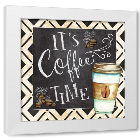 Coffee Time White Modern Wood Framed Art Print by ND Art