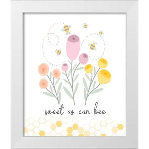 Sweet as Can Bee White Modern Wood Framed Art Print by ND Art