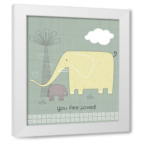 Loved Elephant White Modern Wood Framed Art Print by ND Art