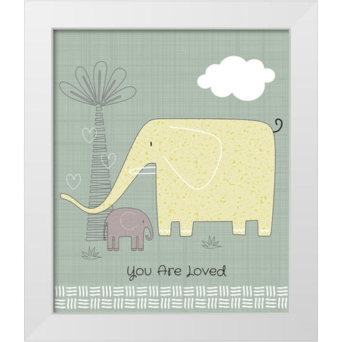 Loved Elephant White Modern Wood Framed Art Print by ND Art