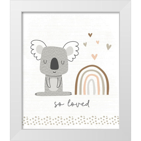 So Loved Koala White Modern Wood Framed Art Print by ND Art