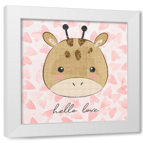 Baby Giraffe White Modern Wood Framed Art Print by ND Art