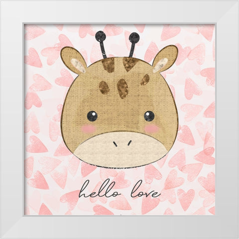 Baby Giraffe White Modern Wood Framed Art Print by ND Art