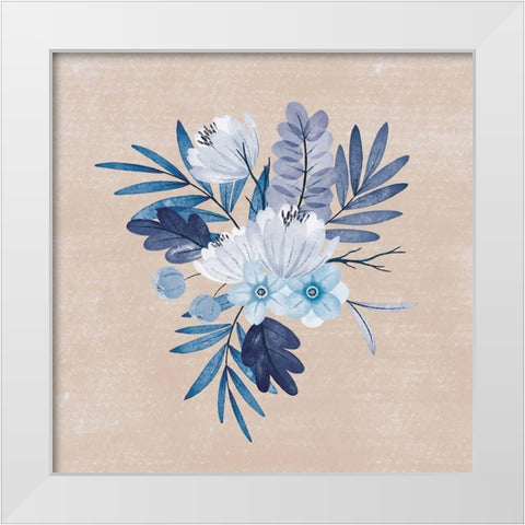 My Blue Floral II White Modern Wood Framed Art Print by ND Art
