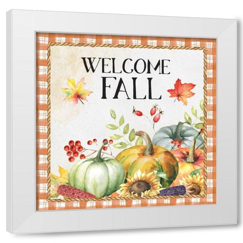 Welcome Fall White Modern Wood Framed Art Print by ND Art