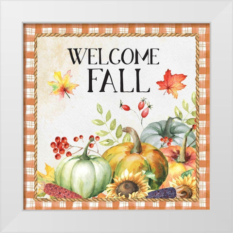 Welcome Fall White Modern Wood Framed Art Print by ND Art