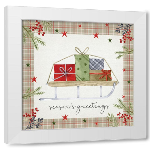 Seasons Greetings White Modern Wood Framed Art Print by ND Art