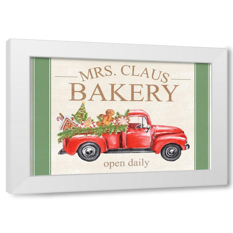 Mrs. Claus Bakery White Modern Wood Framed Art Print by ND Art