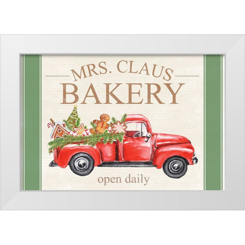 Mrs. Claus Bakery White Modern Wood Framed Art Print by ND Art