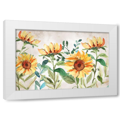 Sunflowers White Modern Wood Framed Art Print by ND Art