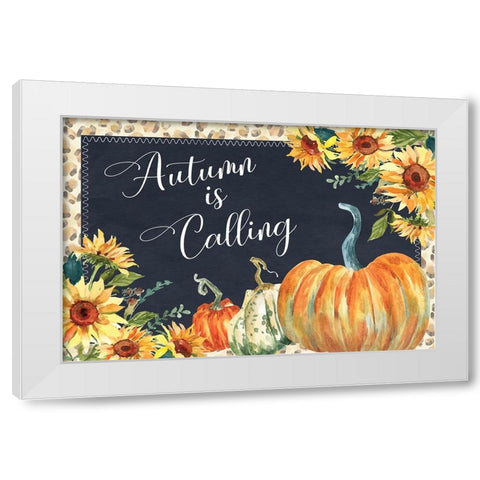 Autumn is Calling White Modern Wood Framed Art Print by ND Art