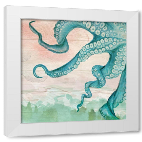 Tentacles White Modern Wood Framed Art Print by ND Art