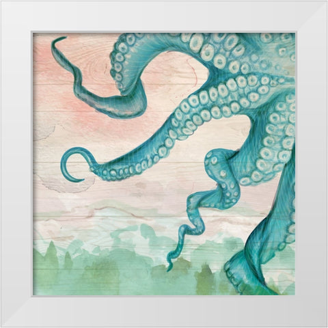 Tentacles White Modern Wood Framed Art Print by ND Art