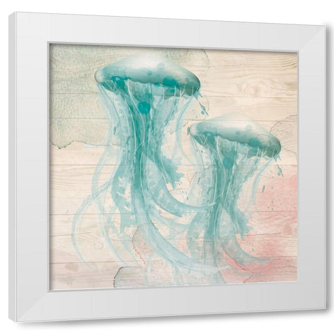 Jellyfish White Modern Wood Framed Art Print by ND Art