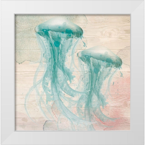 Jellyfish White Modern Wood Framed Art Print by ND Art