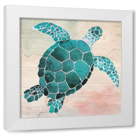 Sea Turtle White Modern Wood Framed Art Print by ND Art