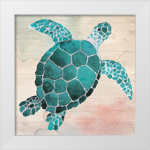 Sea Turtle White Modern Wood Framed Art Print by ND Art
